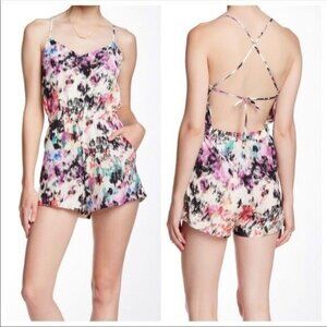 NWT Parker Large Romper Jumpsuit Sleeveless Watercolor Oasis Scout Shorts Mini